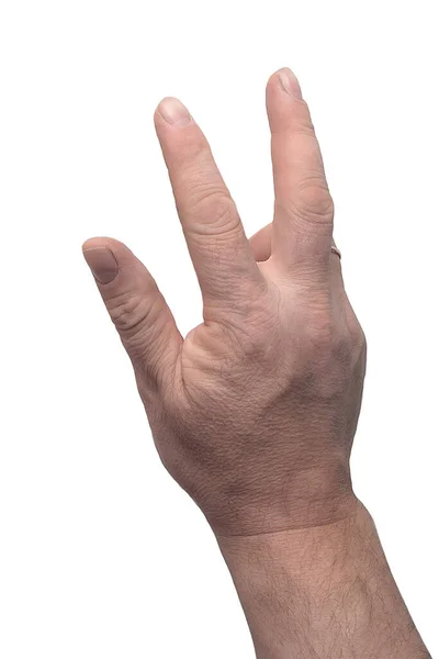 Hand Van Een Man Hand Van Een Man Toont Verschillende — Stockfoto