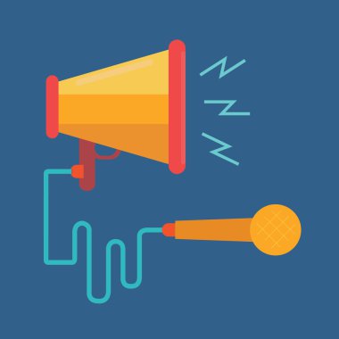 megafon ve mikrofon, dijital pazarlama kavramı, vektör, illust