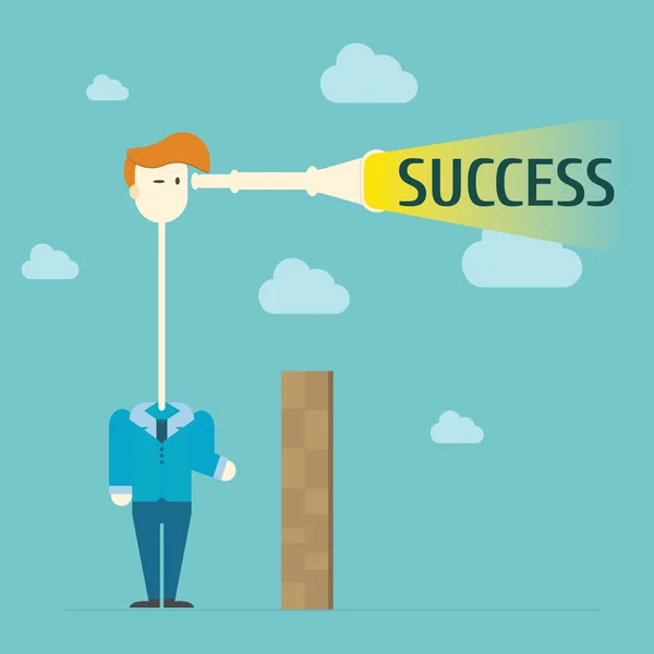 Başarı için seyir teleskop, vektör, illustrati ile iş adamı