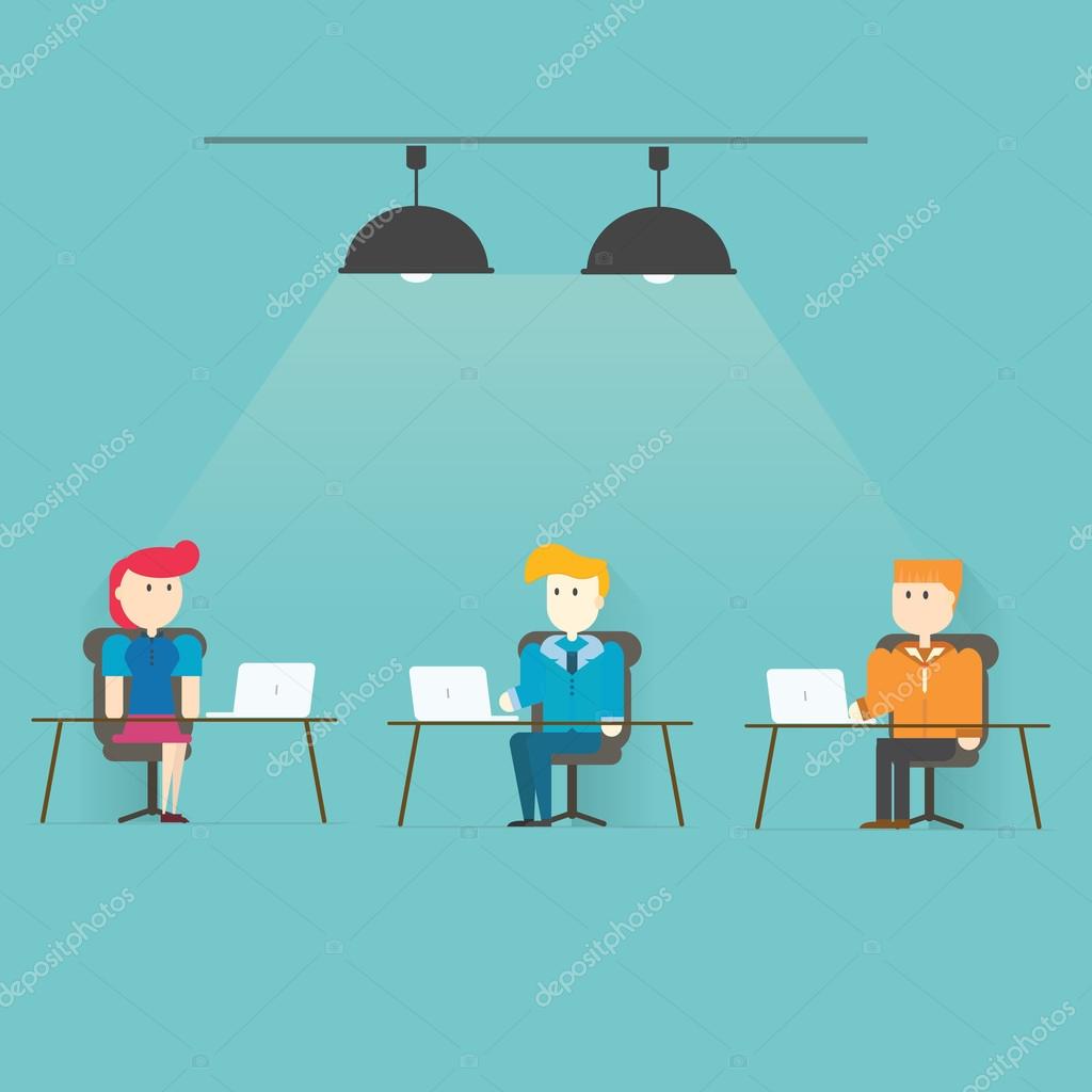 Team Working in Office.,vector,illustration.