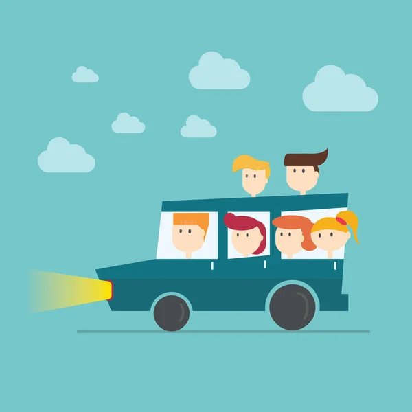 Seyahat, Happy vektör, illüstrasyon.