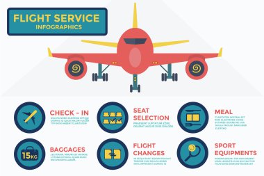 Uçuş hizmeti infographics, vektör, illüstrasyon.