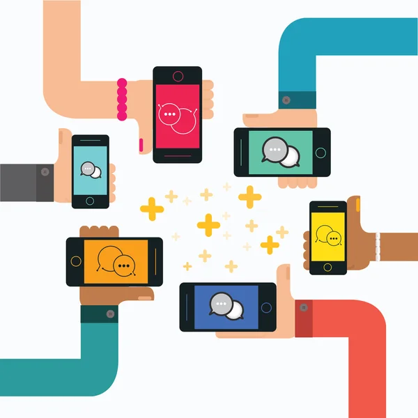 Mobil Instant messenger sohbet smartphone holding eller grup ile vektör