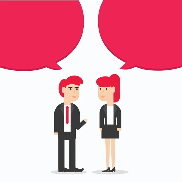 Twee business mensen bespreken, vector, afbeelding. — Stockvector