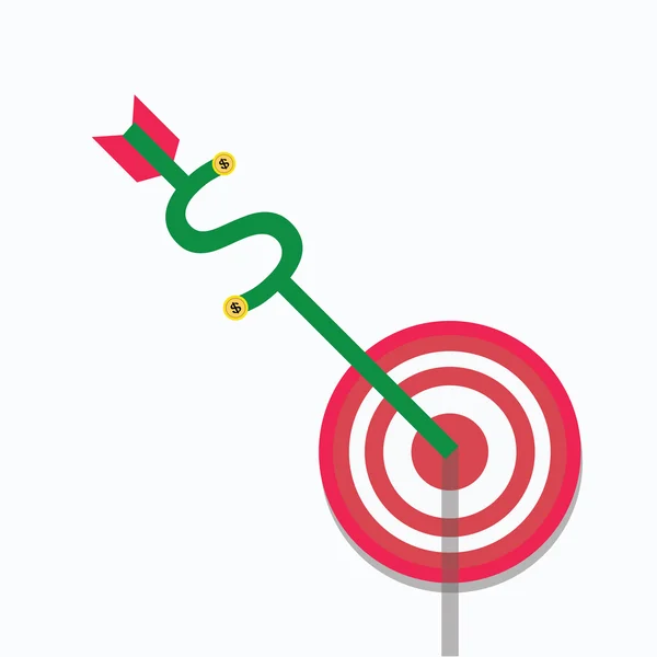Darts and arrow with dollar sign — Stock Vector