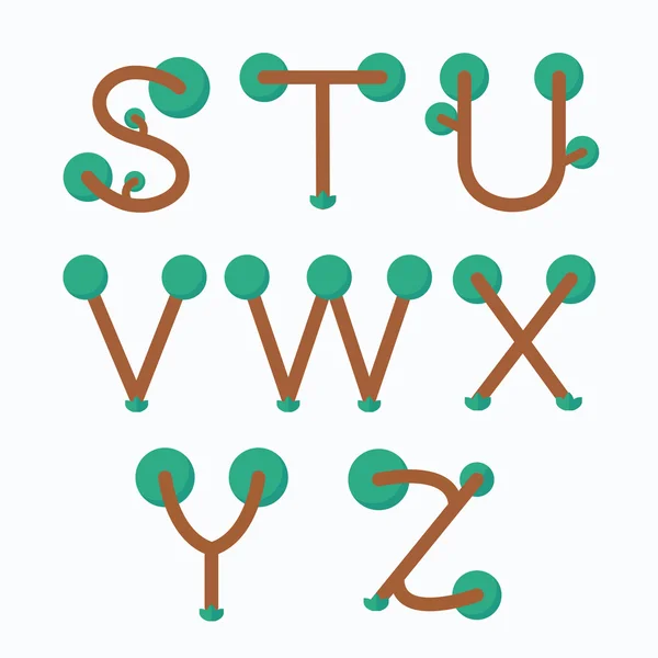 Boom lettertype, ecologie van S tot Z. — Stockvector