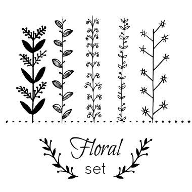 Tasarım için vektör çiçek elementleri kümesi