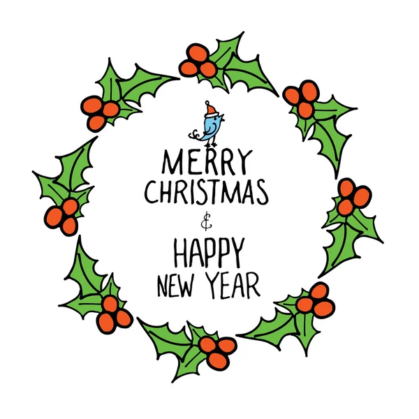 Christmas wreath doodle — Stock Vector