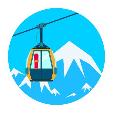 Ski lift. Vektör çizim.
