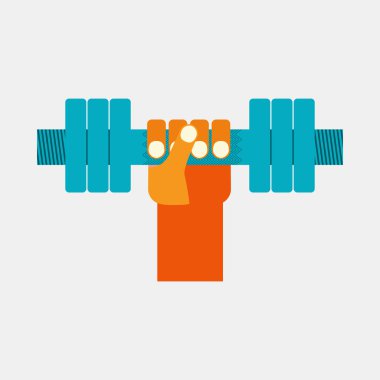 El dumbbells ile. Spor malzemeleri. düz tasarım.