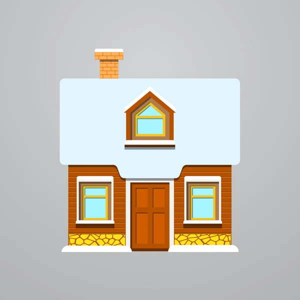 Casa de madeira de inverno. Ilustração vetorial . —  Vetores de Stock