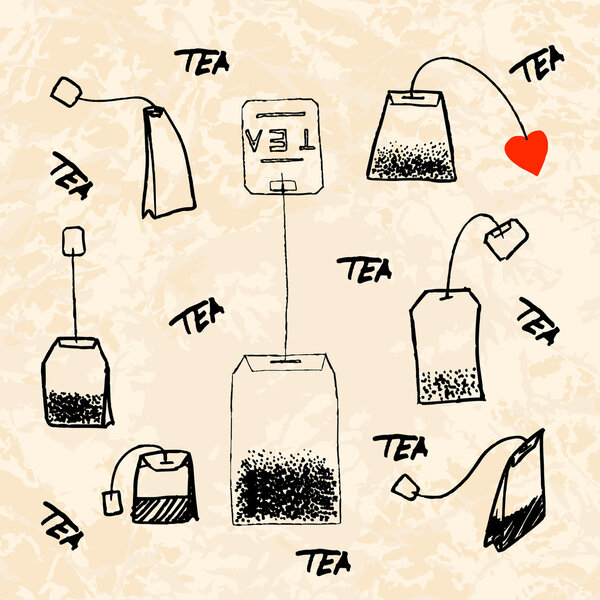 Чайный пакетик. Векторная иллюстрация
 .