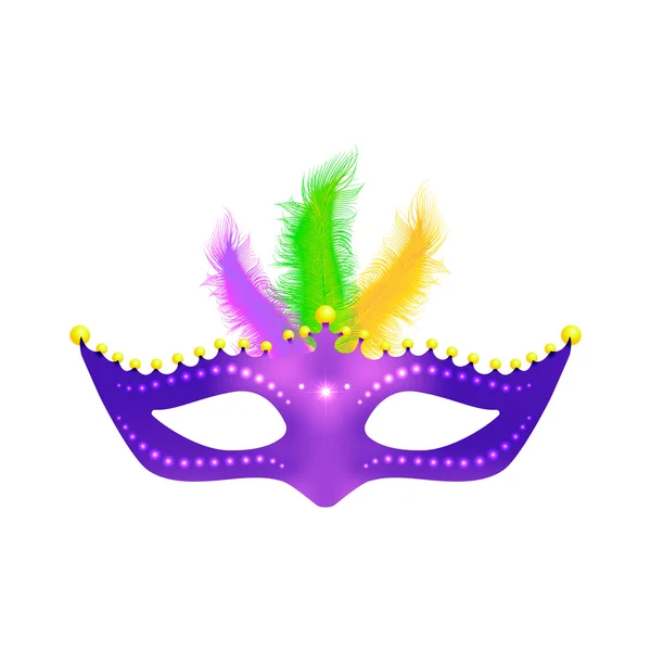 羽を持つ紫色のマスク. — ストックベクタ