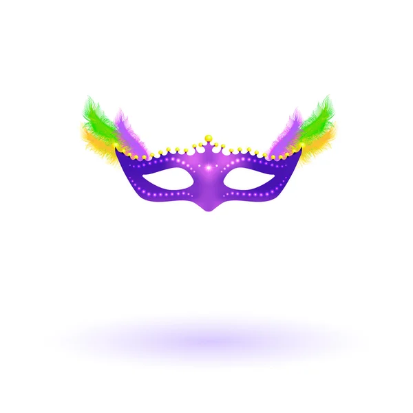 Purple mask with feathers. — Stock Vector