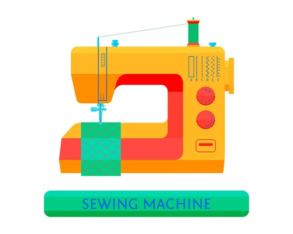 Düz vektör çizim. Beyaz bir arka plan üzerinde dikiş makinesi.