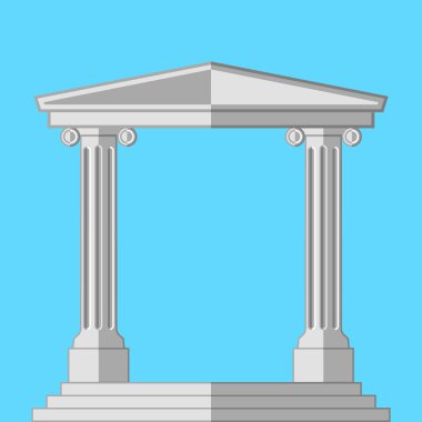 Sütunlarla antika Arch. Düz vektör çizim
