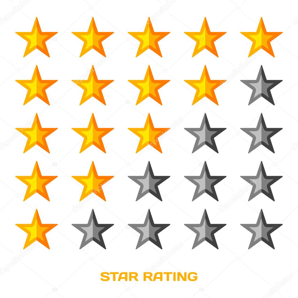 Five star rating. Flat style vektor illustration.