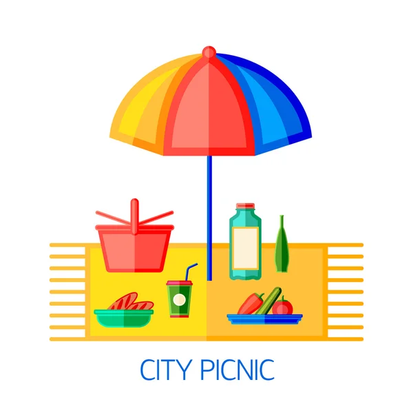 Picknick, vectorillustratie op witte achtergrond. — Stockvector