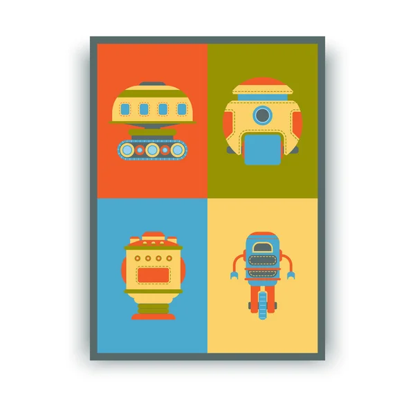 Manifesto di illustrazione vettoriale piatta con robot . — Vettoriale Stock