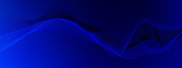 Abstract dark blue background. Blue wavy lines. Bottom illumination. Illustration.