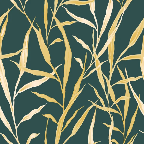 无缝图案 潮汐水的颜色背景 天然长方形黄叶和小枝 — 图库照片
