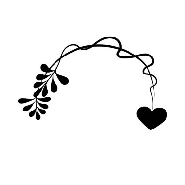 Ok at. Kıvrımlı işaret. Beyaz arka planda izole bir element. Dövme. Sevgililer Günü. Düğün. Çiçek maddesi. Kalp. Klasik illüstrasyon.