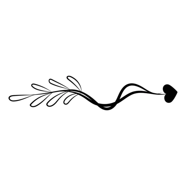 アロー タトゥー 曲線だ ポインタ 白い背景に孤立した要素 バレンタインデー 結婚式 花の尾 心臓だ ヴィンテージイラスト — ストック写真