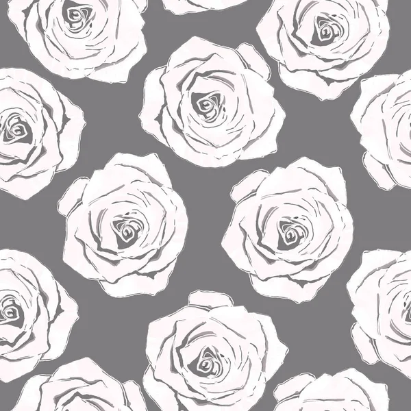 Patrones Sin Costuras Grandes Rosas Monocromas Sobre Fondo Gris Rosado — Foto de Stock