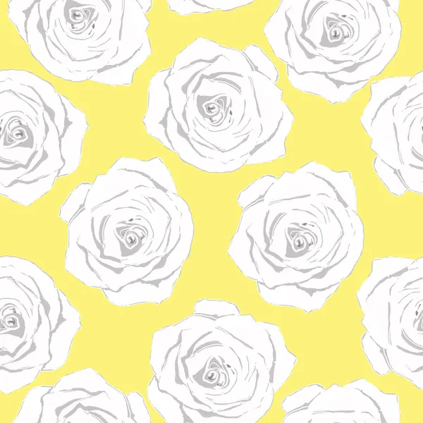 Бесшовные Шаблоны Большие Монохромные Розы Жёлтом Фоне Векторная Иллюстрация Винтажные — стоковое фото