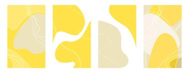 Soyut sarı reklam kapakları, arka planlar. Büyük indirimler ve satışlar için afişler. Düzgün çizgiler. Belirsiz noktalar. Vektör çizimi. Kitapları, defterleri, günlükleri, hikayeleri, el ilanlarını, takvimleri falan süslemek için kullan.