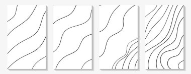 İnternet sitesi satışı, satış etiketleri, tanıtım materyalleri illüstrasyonu için modern afiş. Bir dizi siyah beyaz dikey örtüler. Soyut pürüzsüz dinamik çizgiler. Banner şablon tasarımı. Bölüm 10.