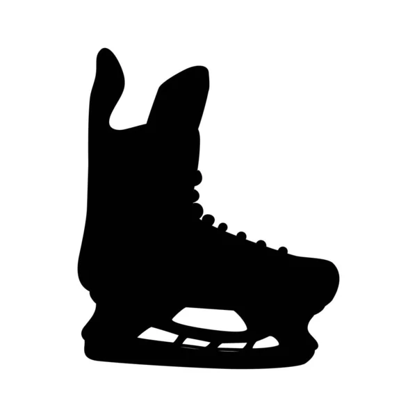 Černá Izolovaná Silueta Bruslí Vektorová Ilustrace Hokejového Vybavení Bílém Pozadí — Stockový vektor