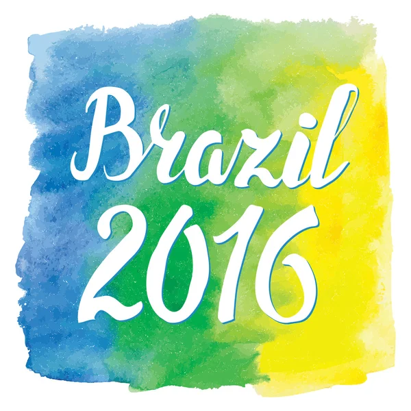 Brasil 2016 título sobre textura aquarela — Fotografia de Stock