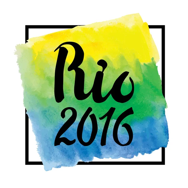 Letras Rio 2016 sobre textura de acuarela Fotos de stock