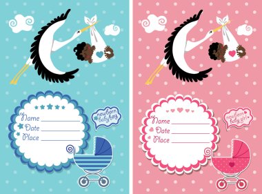 Baby shower invitation with new born baby clipart