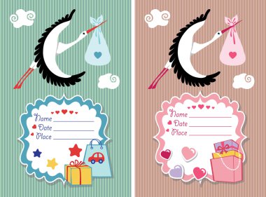 Bebek Hediyeleri Partisi Davetiyesi ile yeni doğan bebek