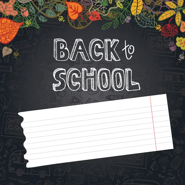 Back to School Supplies Sketchy.Leaves,paper, chalkboard — Stock Photo, Image