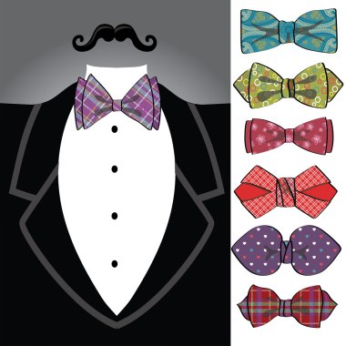  tuxedo with ornamental bow tie set clipart