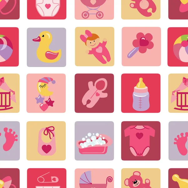 Newborn Baby girl icons in seamless pattern — Stock Photo, Image