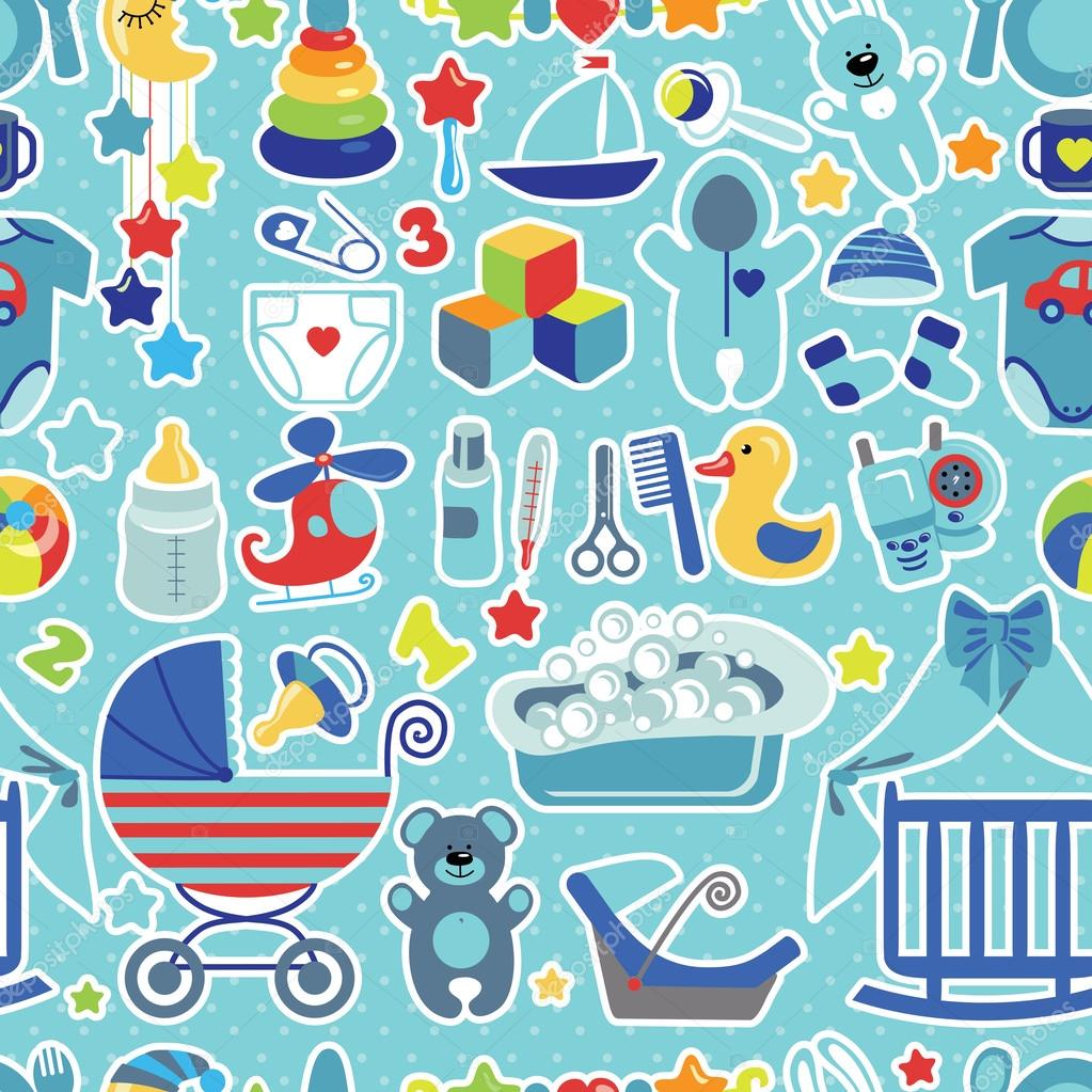 Newborn Baby boy seamless pattern with Polka dot — Stock Photo ...