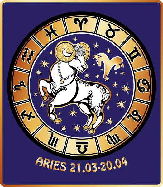 Tarjeta del horóscopo de Aries zodiac sign.Vintage — Foto de Stock