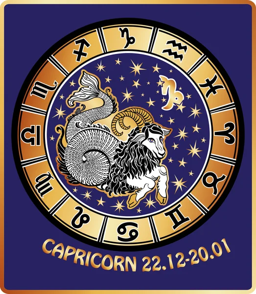 Signo del zodiaco de Capricornio. Círculo del horóscopo. Retro — Foto de Stock