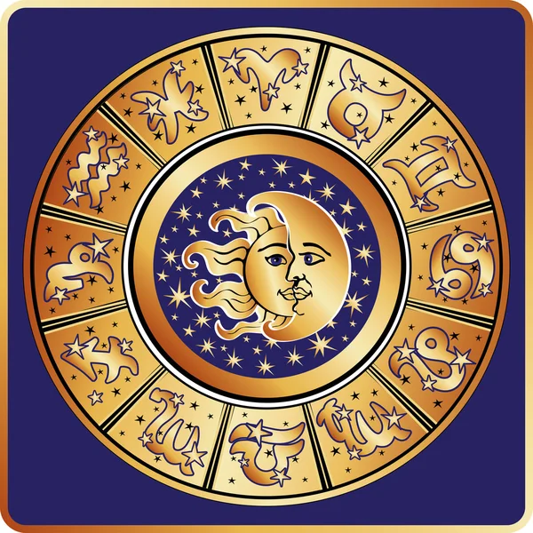 Horoscope zodiac sign circle with moon,sun — Stock Photo, Image