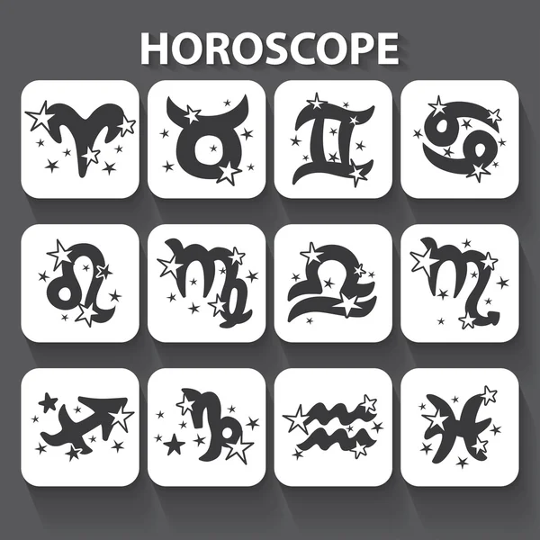 Horoscoop dierenriem tekenen pictogrammen met lange schaduw — Stockfoto