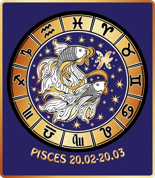 Piscis signo del zodiaco. Círculo del horóscopo. Retro —  Fotos de Stock