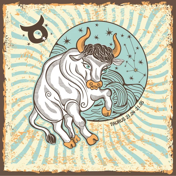 Taureau signe du zodiaque. Carte Horoscope Vintage — Photo