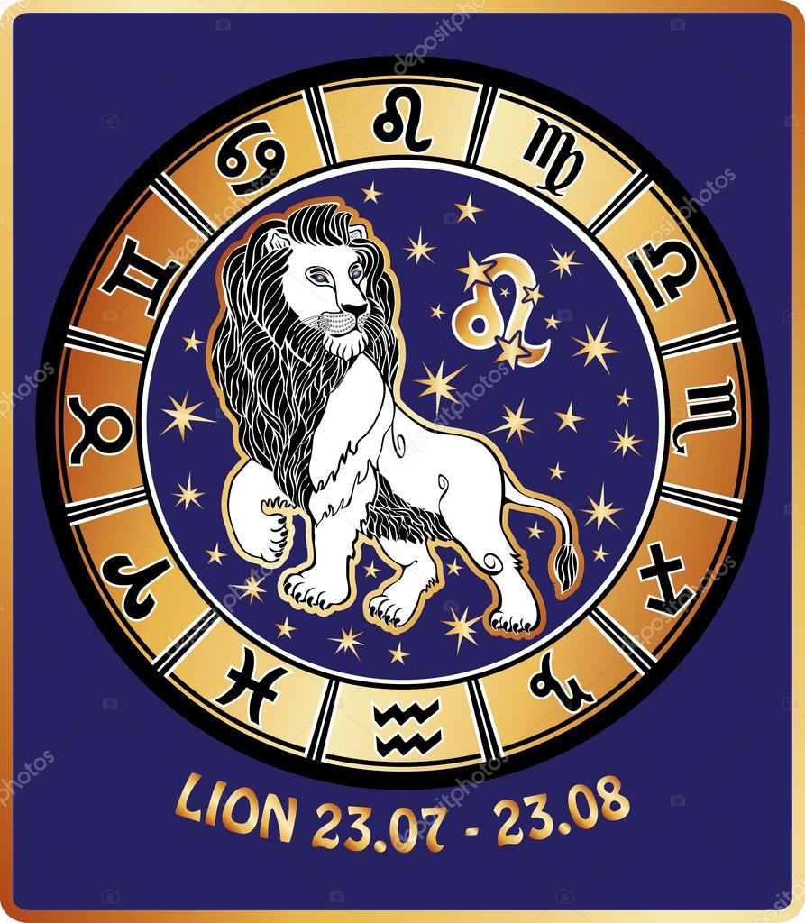 Leo zodiac sign.Horoscope circle. Illustration Stock Photo by ©Tatiana