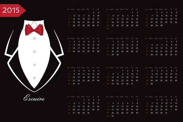 Calendar.Business tuxedo with a red bow tie — Stock Photo, Image