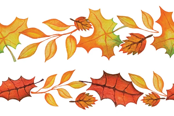 Watercolor autumn Leaves seamless border.Orange — Stock Photo, Image