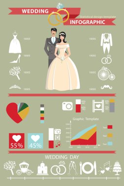 İnfographics düğün ayarlayın. Gelin ve damat